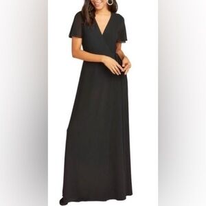 Show Me Your MuMu Noelle Flutter Wrap Dress - Black Medium